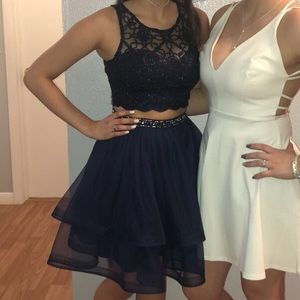 Navy blue 2 piece homecoming dress